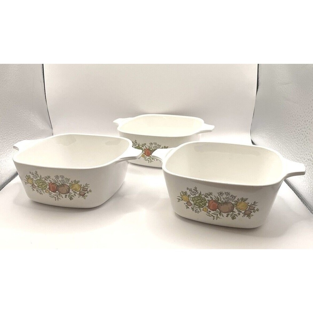 Vintage Corning Ware P-43-B 700ml spice of life (no lid) Set Of 3 - Picture 2 of 7
